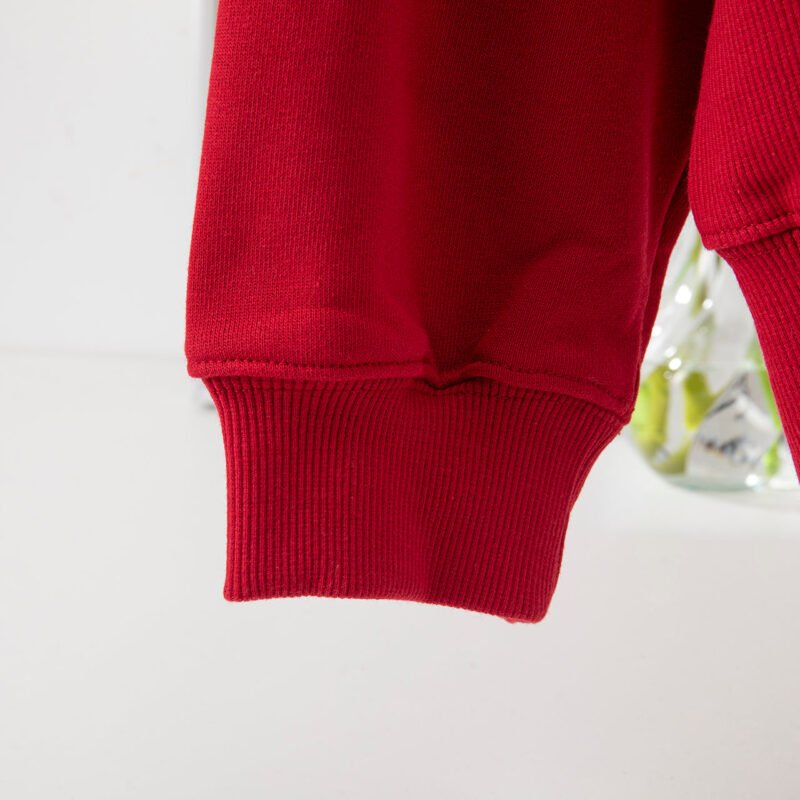 Classic Letter Print Lining Loose Red Women's Sweatshirtr-ABS2423RED - 图片 5