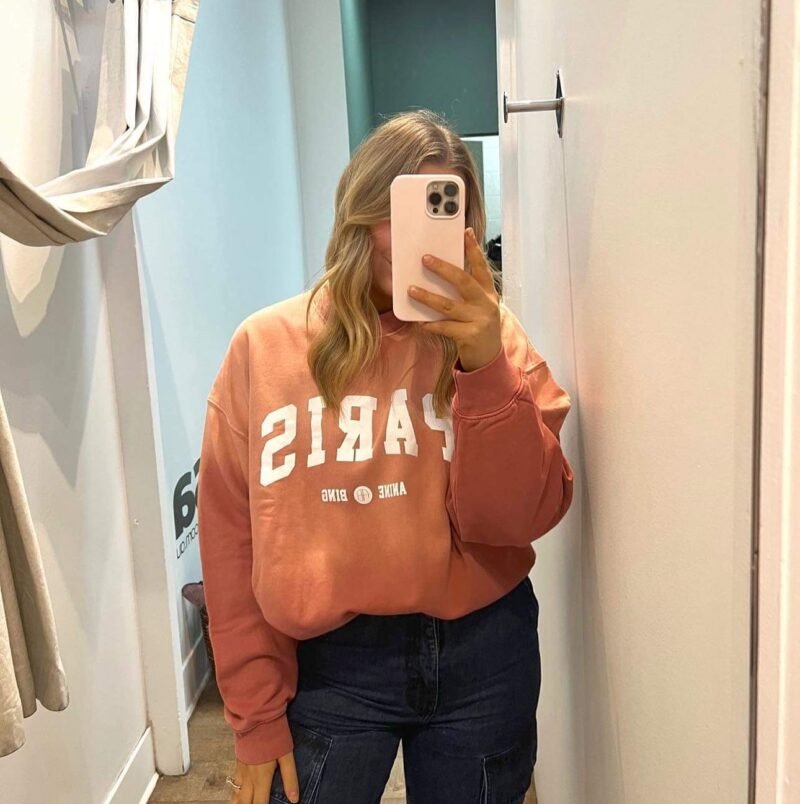 Round Neck Long Sleeve Letter Printed Washed Women's Sweatshirt-ABS2424PK - 图片 15