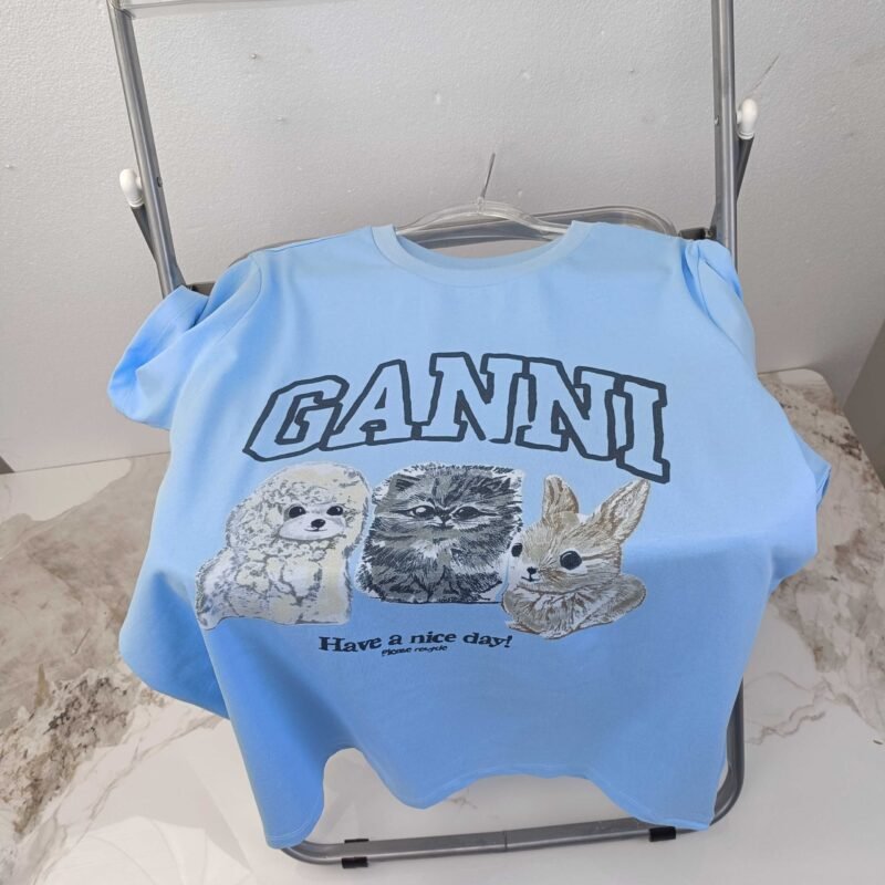 Animals Printed Letter White T-shirt Women Cotton Casual Short Sleeve Tops-GN23 - 图片 5
