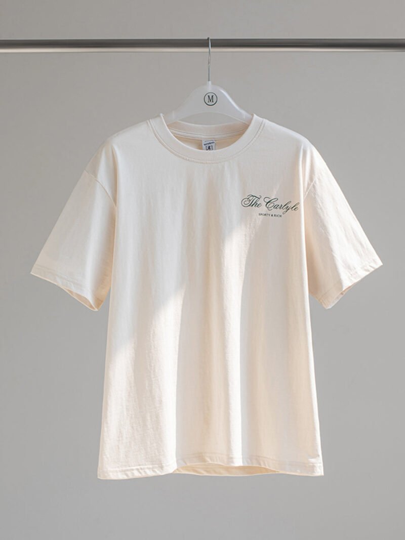 Vintage Letter Printed Cotton Women's Short Sleeve T-shirt-GN32 - 图片 13