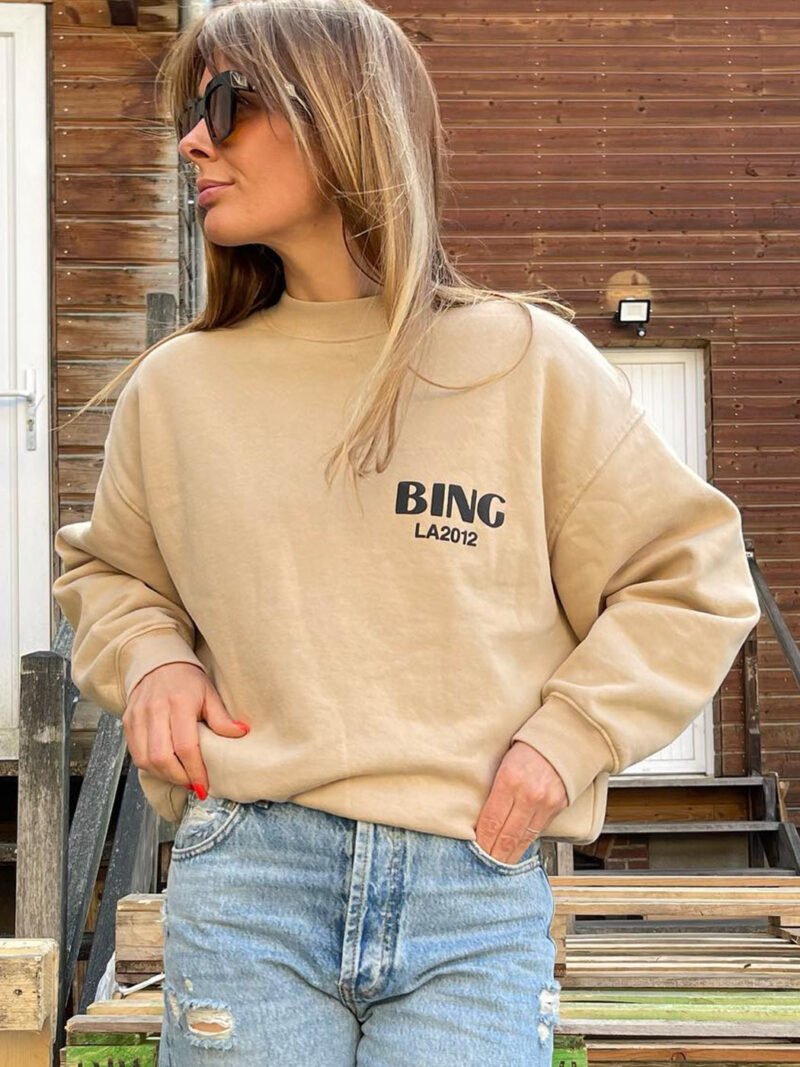 Pink Letter Printed Fleece Round Neck Women's Loose Plush Sweatshirt-ABS2455PK - 图片 16