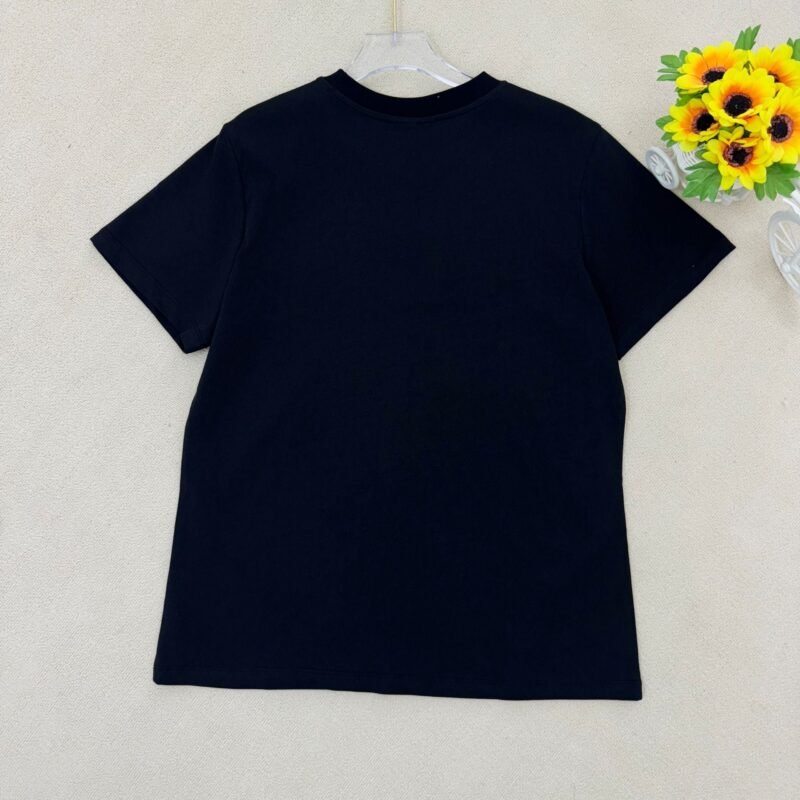Cherry Print Letter Black Cotton T-shirt Women Summer O-neck Casual Fashion T-shirts-GN07 - 图片 4