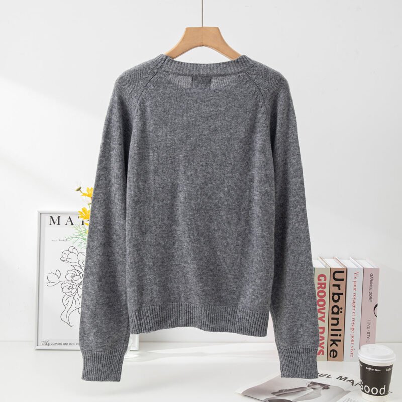 Letter Jacquard Cashmere Slim Fit Sweater Women's Sweater-ABB04GY - 图片 3