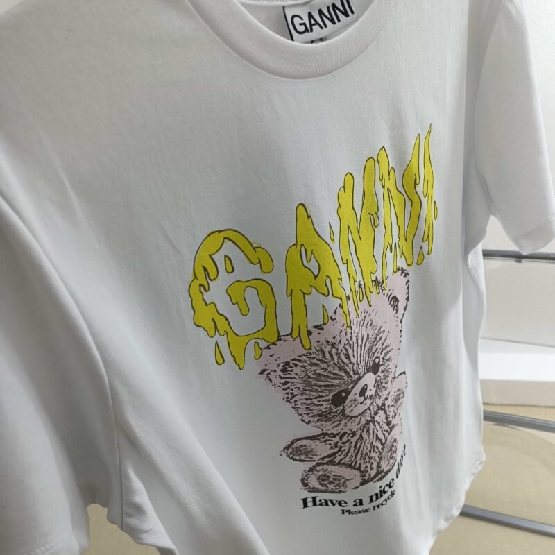Little Bear Graphic Letter Printed White T-shirt Women Summer Cotton Casual Round Neck Fashion Short Sleeve T-shirts-GN10 - 图片 9