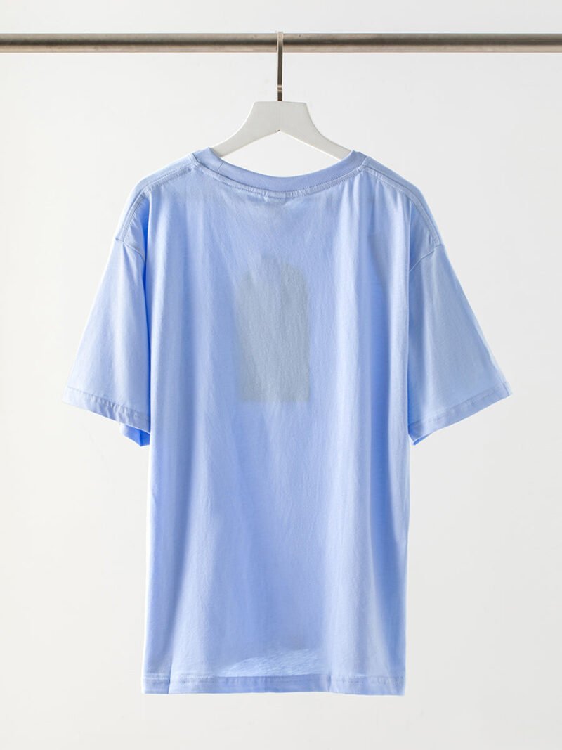 Blue Letter Print Classic Cotton Short Sleeve T-shirt-GN61 - 图片 7