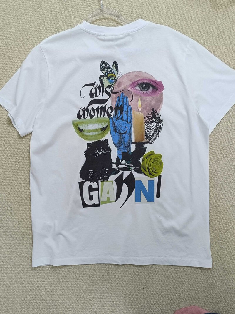 Graphic Print Letter White T-shirt Women Summer Crew Neck Short Sleeve Casual Tops Tees-GN15 - 图片 12