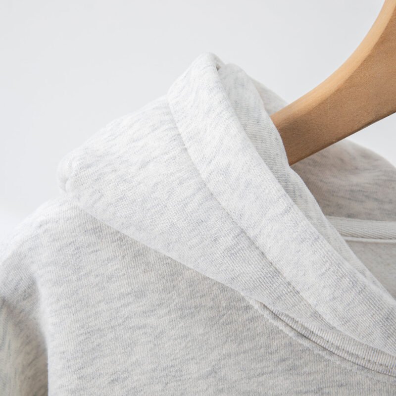 Classic Grey Letter Print Plush Women's Loose Hooded Sweatshirt-ABS2428GY - 图片 5