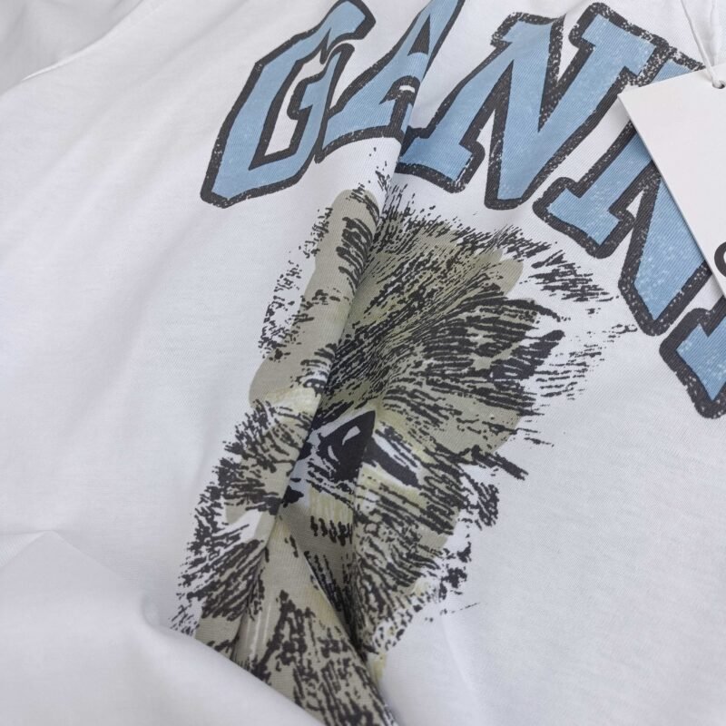 Animal Printed Letter White T-shirt Women Classic O-neck Cotton Short Sleeve Tops Tees-GN03 - 图片 12