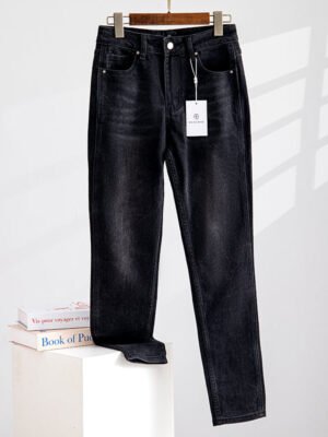 Women's High Waist Nine-point Straight Narrow Wide Leg Pants-ABP3011BK