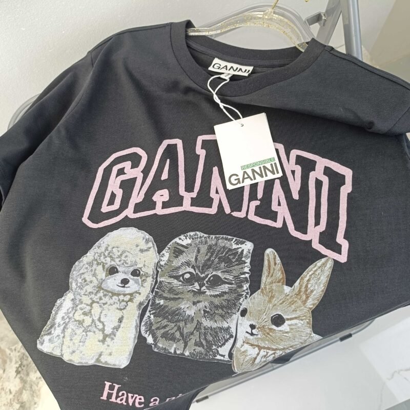 Animals Printed Letter White T-shirt Women Cotton Casual Short Sleeve Tops-GN23 - 图片 16