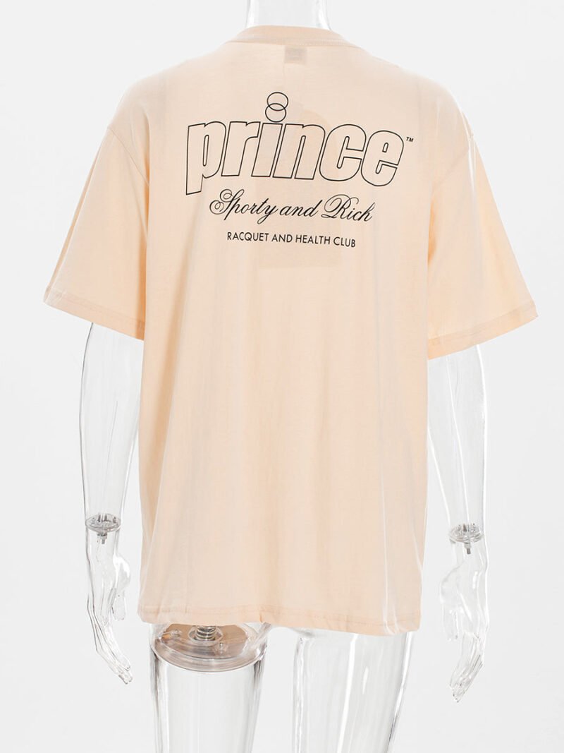 Letter Print Cotton T-shirt Women O-neck Short Sleeve Tops-GN59 - 图片 5