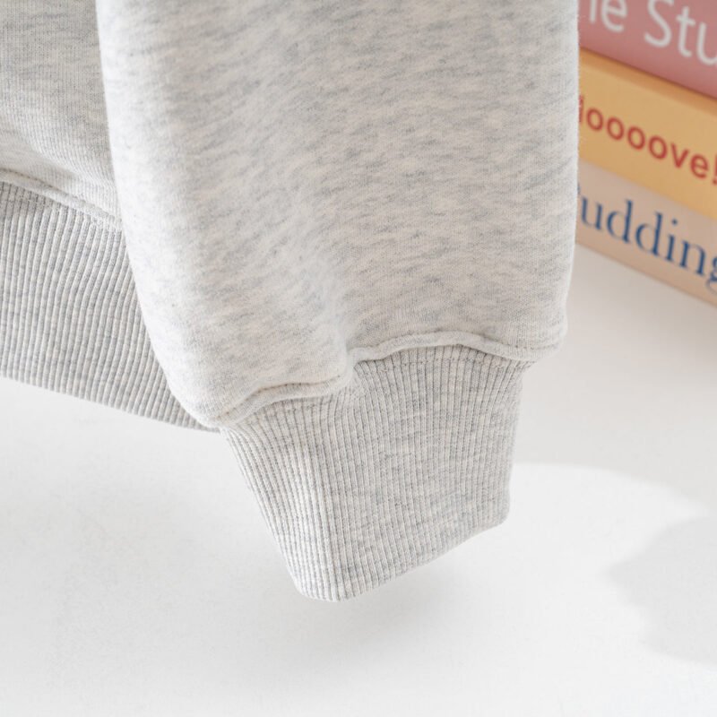 Letter Printed Pocket Cotton Loose Women's Hoodie-ABS2507GY - 图片 7
