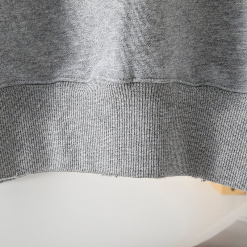 Gray Classic Eagle Digital Print Hem Frayed Fleece Women's Sweatshirt-ABS2467GY - 图片 8