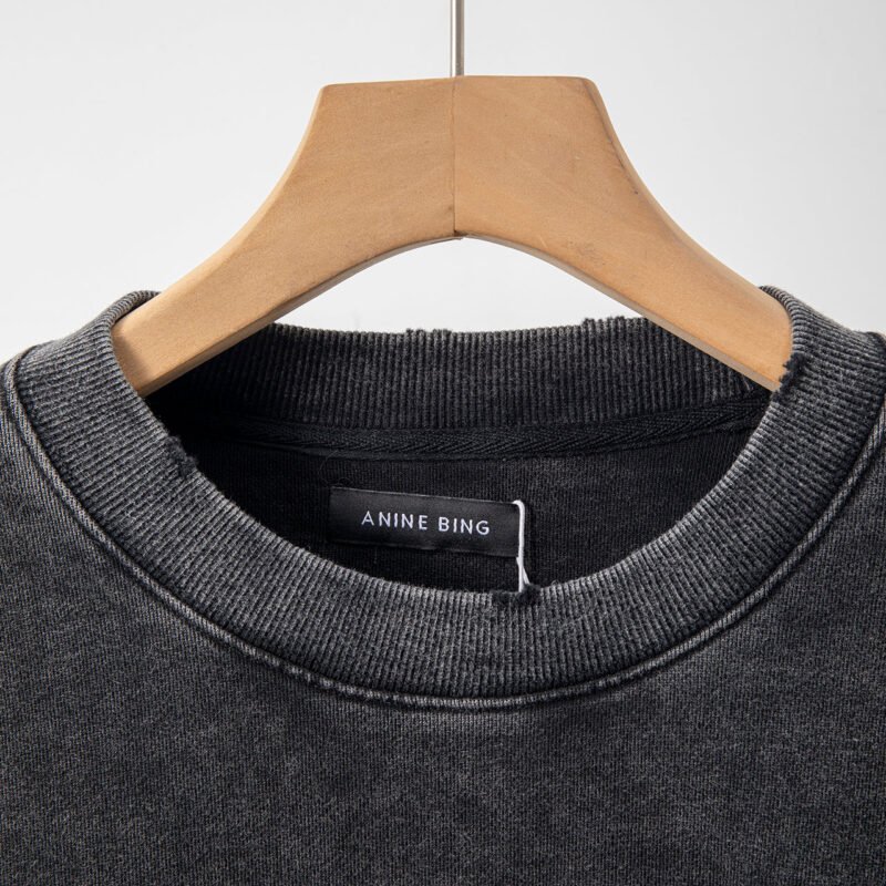 Autumn and Winter BING Printed Washed Color Ripped Loose Women's Sweatshirt-ABS2448BK - 图片 6
