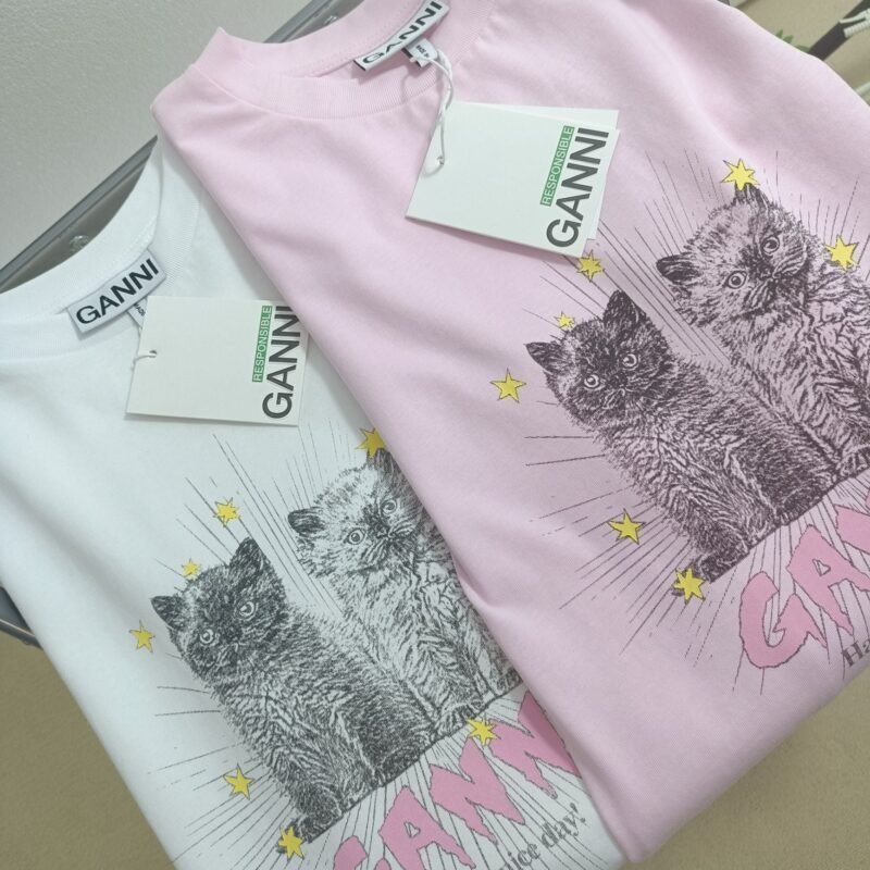 Cats Graphic Printed Letter White T-shirt Women Crew Neck Cotton Fashion Casual Cozy Tops T-shirts-GN11 - 图片 4