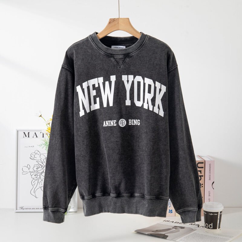 Women's Black New York Lettering Sweatshirt Top ABS2453BK - 图片 3