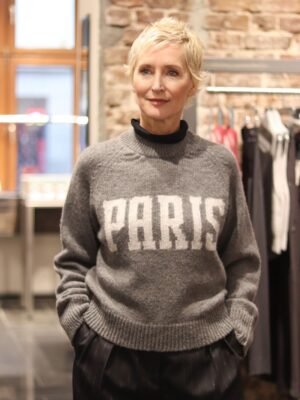 Letter Jacquard Cashmere Slim Fit Sweater Women's Sweater-ABB04GY