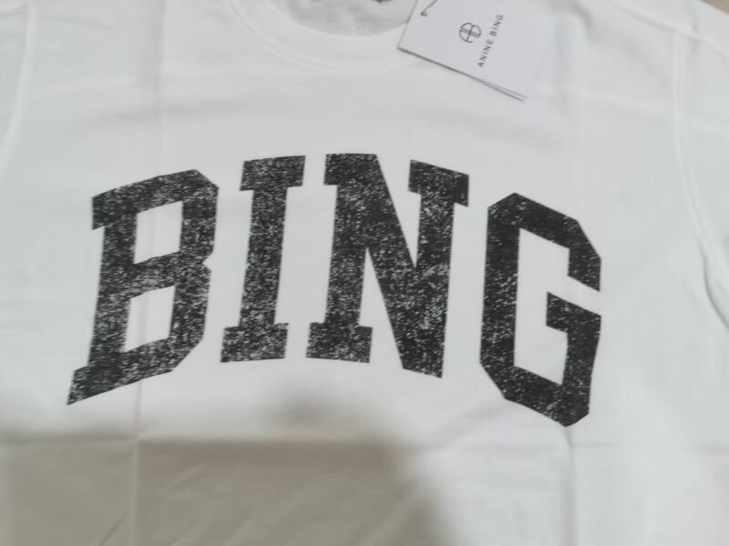 White Cotton with BING Lettering Women's Short-sleeved T-shirt-ABC16WT - 图片 9