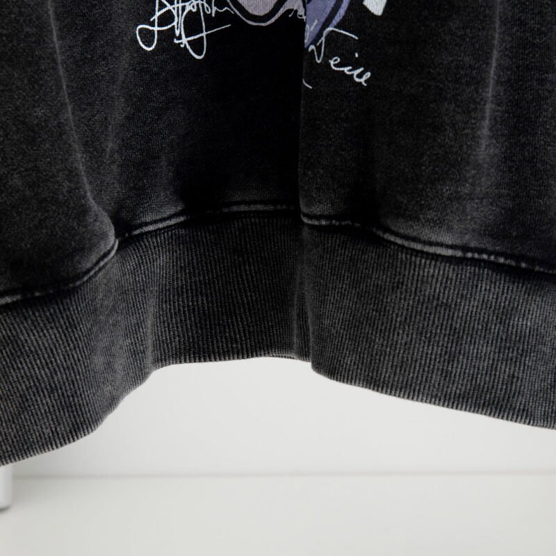 Autumn and Winter Glasses Men with Wings White Ink Digital Printing Washed Color Fried Snowflake Sweatshirt-ABS2438BK - 图片 5