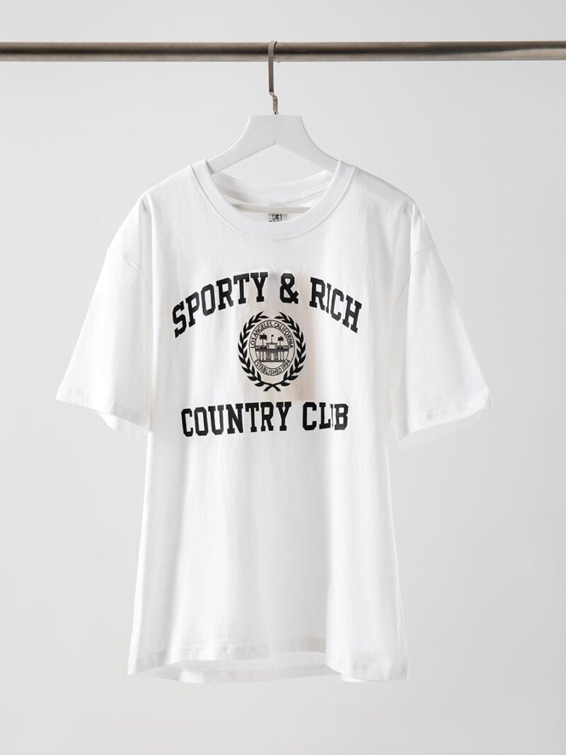 Classic Letter Print Cotton O Neck Short Sleeve T-shirt Women-GN43 - 图片 11