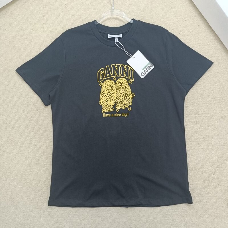Animal Printed Letter Embroidery T-shirt Women Crew Neck Cotton Vintage Casual Black Short Sleeve T-shirts-GN13 - 图片 17
