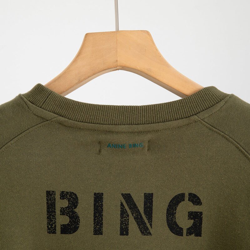 Army Green Letter Print Loose Fleece Women's Sweatshirt-ABS2457GN - 图片 10