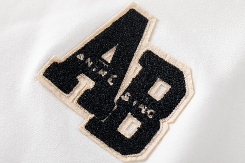 White Towel Embroidery Applique Embroidered Letters Distressed Washed Color Women's Sweatshirt-ABS2481WT - 图片 5