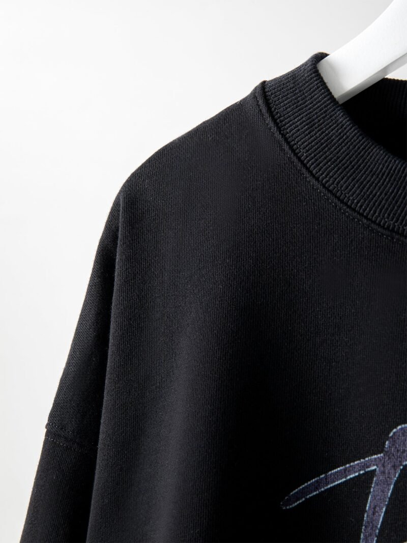 Tiger Head White Ink Digital Print Washed and Fried Color Distressed Women's Sweatshirt-ABS2415BK - 图片 5