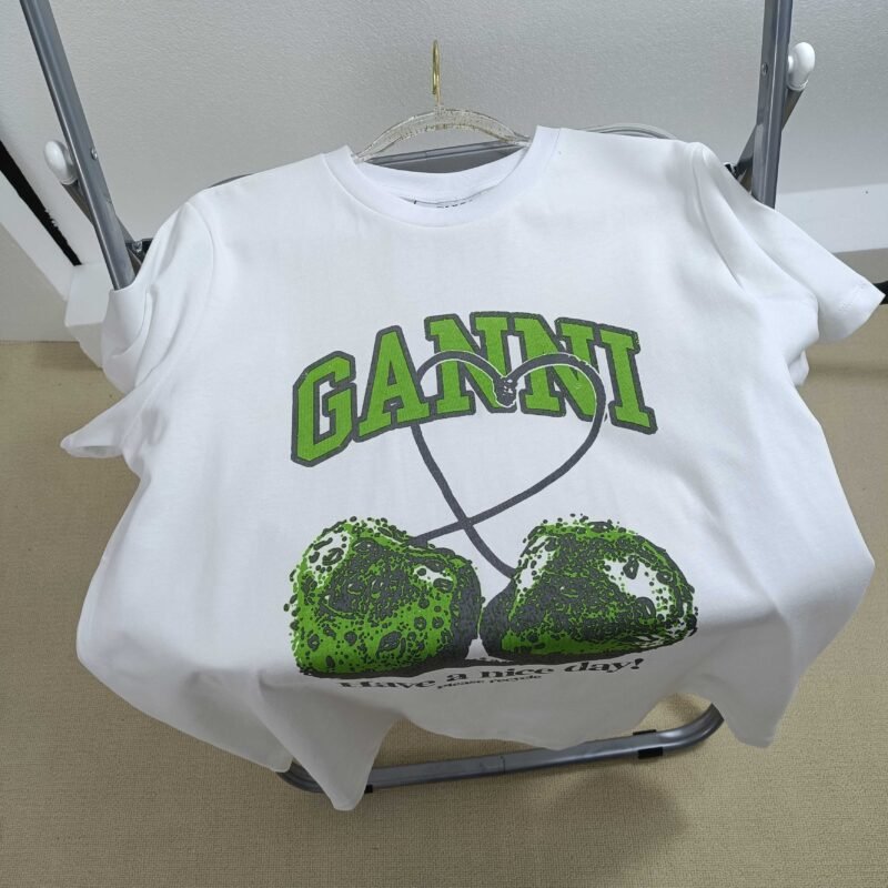 Cherry Print Letter Black Cotton T-shirt Women Summer O-neck Casual Fashion T-shirts-GN07 - 图片 8