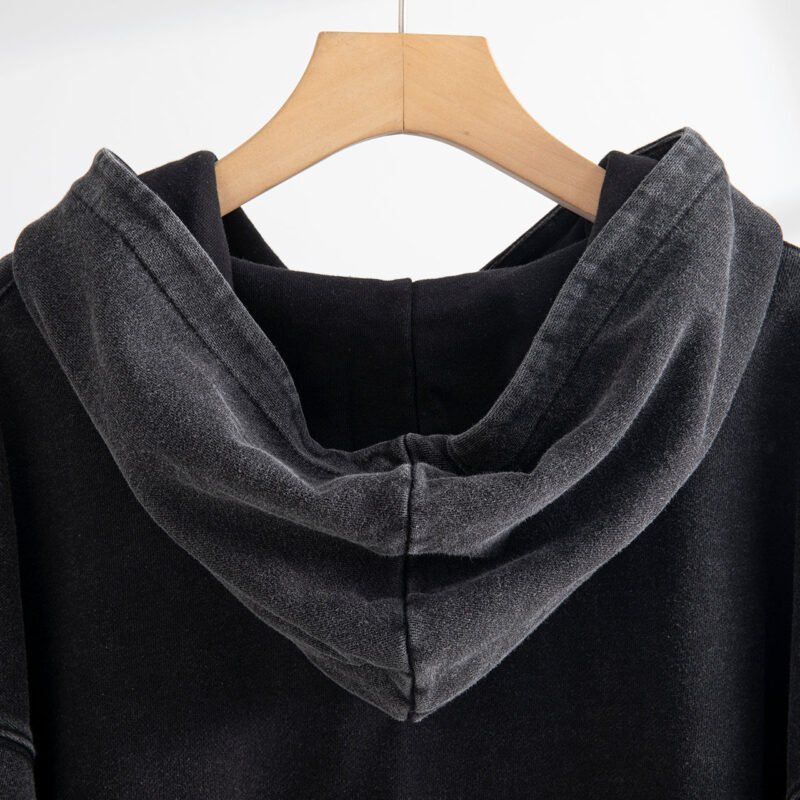 Autumn and Winter Classic Style Distressed Eagle Color Washed Snowflake Women's Hooded Sweatshirt-ABS2444BK - 图片 10