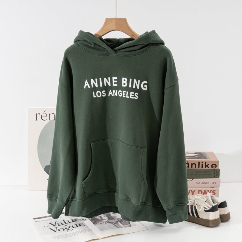 Winter Letter Print Fleece Women's Hooded Sweatshirt-ABS2500BK - 图片 13