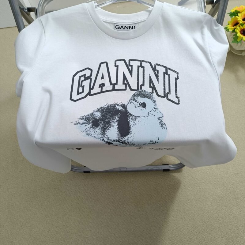 Duck Printed Letter White Cotton Classic Short Sleeve T-shirts Women-GN16 - 图片 5