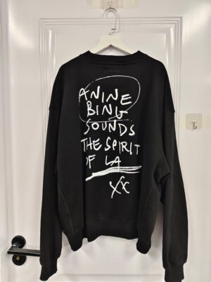 Autumn and Winter Front Eye Print Back Graffiti Print Washed Black Women's Sweatshirt-ABS248BK