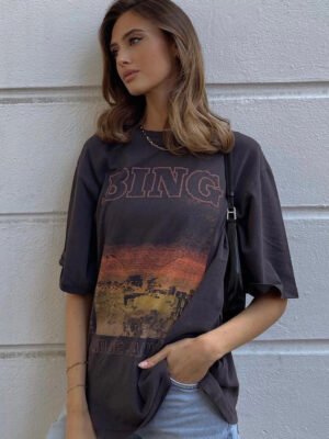 Letter City Sunset Digital Print Loose Women's Short Sleeve T-shirt-ABT30BK