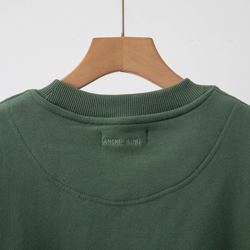 Autumn and Winter Classic Letter Embroidery Round Neck Green Loose Sweater Women's Pullover-ABS2402GN - 图片 11