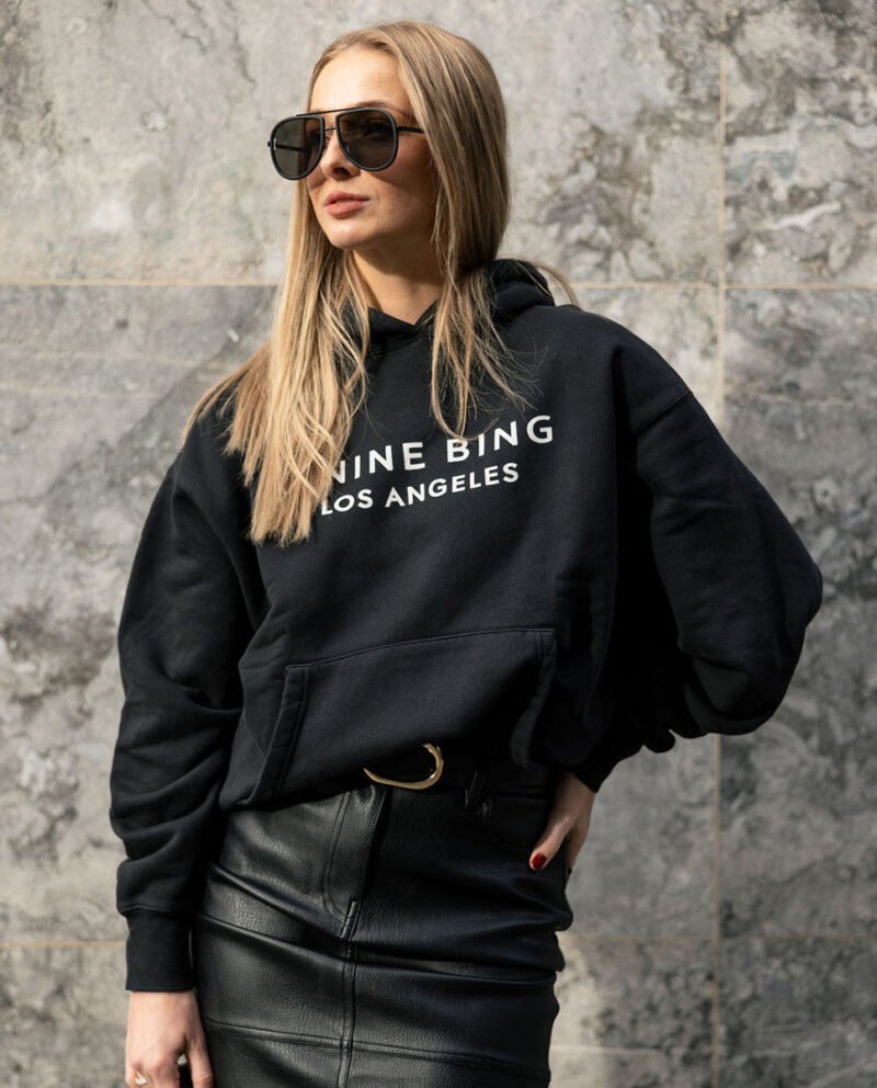 Winter Letter Print Fleece Women's Hooded Sweatshirt-ABS2500BK