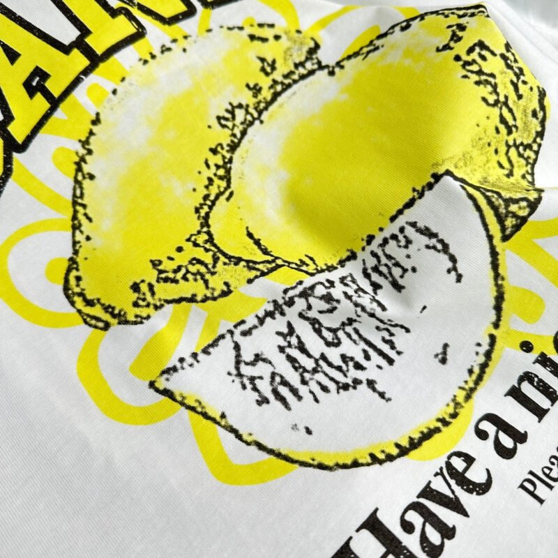 Lemon Printed Letter Cotton Casual White T-shirt Women-GN28 - 图片 9