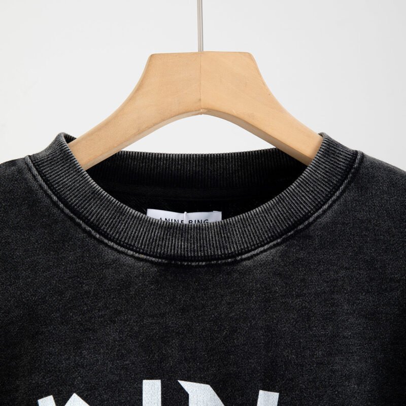 Autumn and Winter Glasses Men with Wings White Ink Digital Printing Washed Color Fried Snowflake Sweatshirt-ABS2438BK - 图片 3