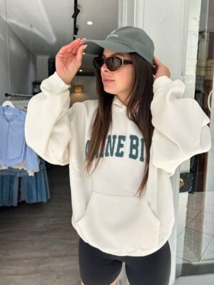 Classic Green Hand-cranked Special Embroidery Fleece Women's Hooded Sweatshirt-ABS2476WT