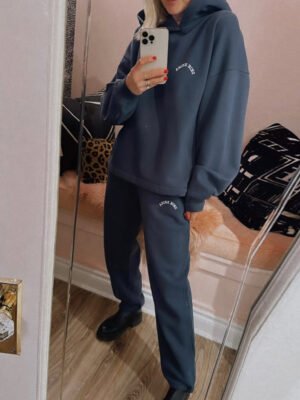 Classic Letter Elastic Waist Sports Pants Plus Fleece Women's Sweatpants-ABP01NB