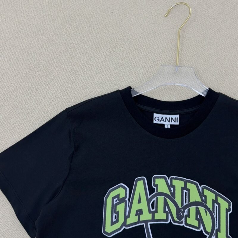 Cherry Print Letter Black Cotton T-shirt Women Summer O-neck Casual Fashion T-shirts-GN07 - 图片 5