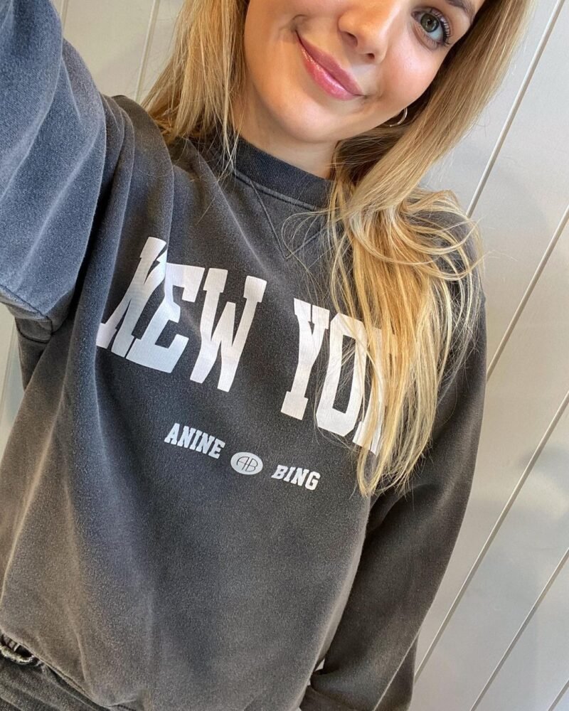 Women's Black New York Lettering Sweatshirt Top ABS2453BK