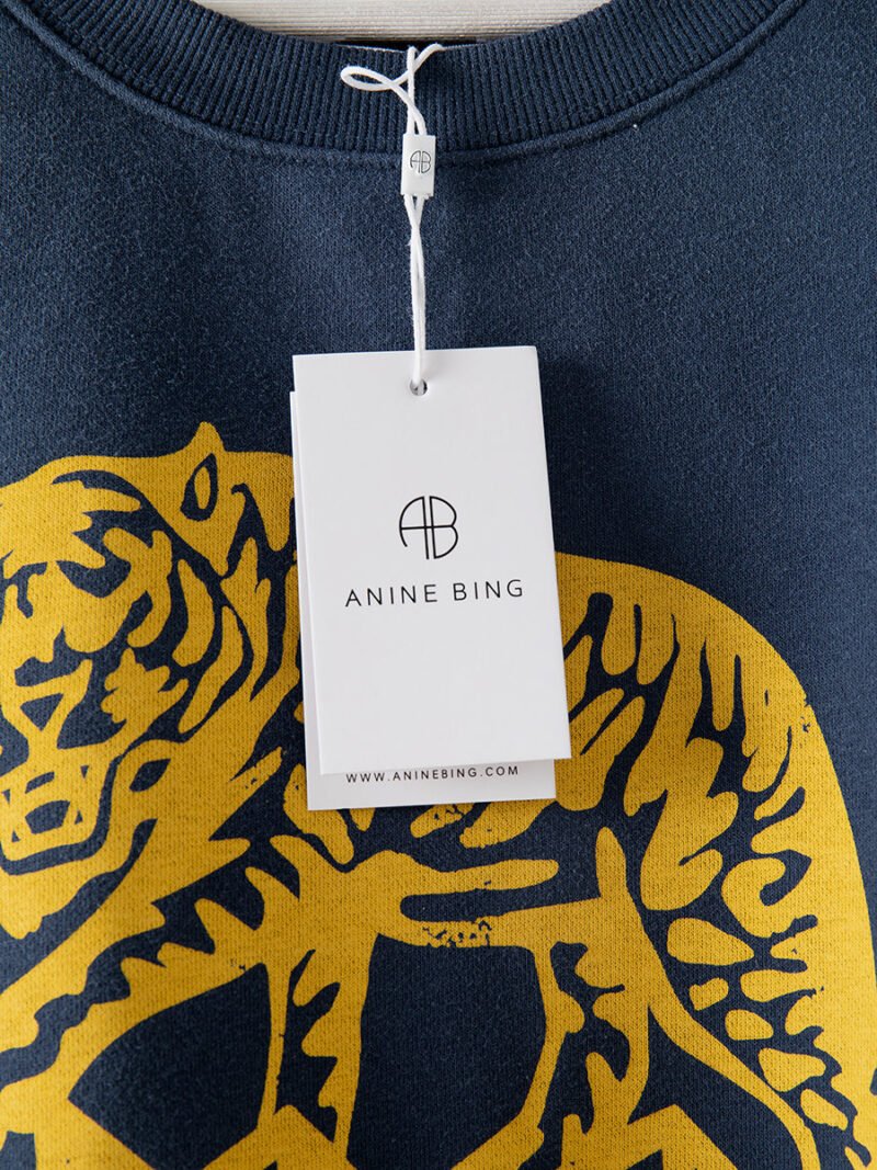 Tiger BING Print Fried Color Washing Navyblue Women's Fleece Sweatshirt-ABS2430BL - 图片 11