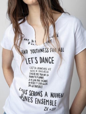 Letter Printed U-Neck Cotton Slim Fit Women's Short Sleeve T-Shirt-DH-ZV-83