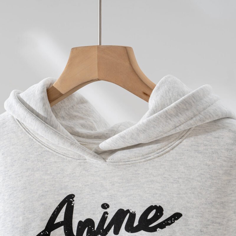 Letter Printed Pocket Cotton Loose Women's Hoodie-ABS2507GY - 图片 4