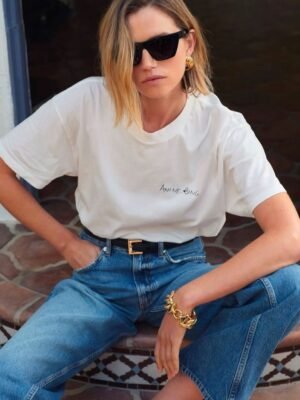 Graffiti Letters Print White Women's O-Neck Short-sleeved T-shirt -SPF-227