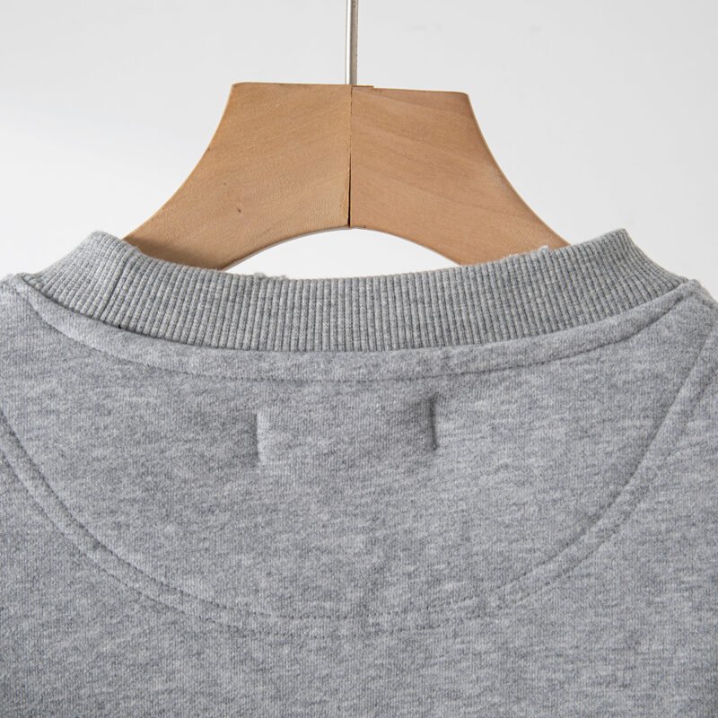 Gray Classic Eagle Digital Print Hem Frayed Fleece Women's Sweatshirt-ABS2467GY - 图片 5