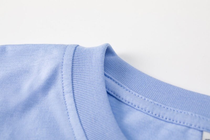 Blue Letter Print Classic Cotton Short Sleeve T-shirt-GN61 - 图片 8