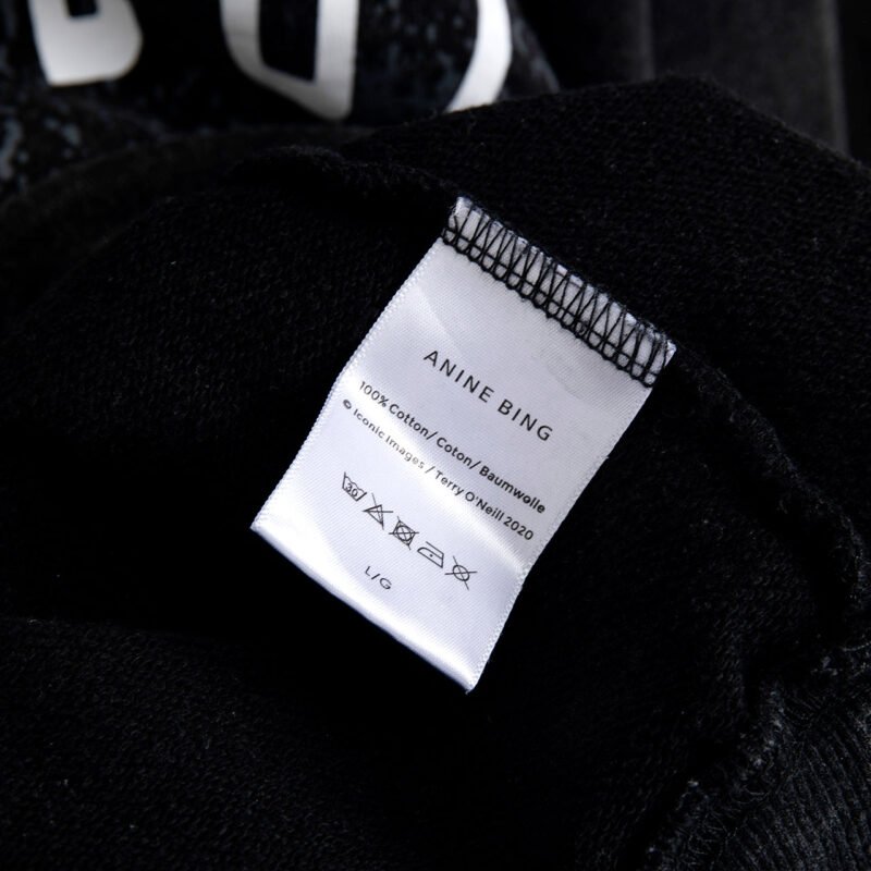 Sand Dot Letter White Ink Digital Printing Stir-fried Color Washed Stir-fried Snowflake Women's Sweatshirt-ABS2465BK - 图片 9