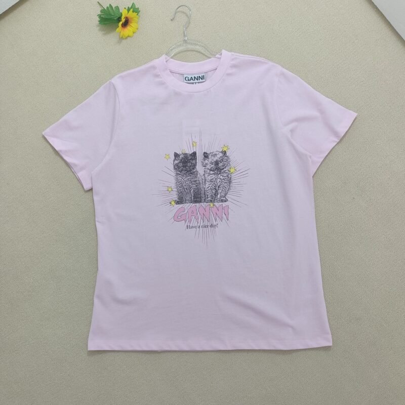 Cats Graphic Printed Letter White T-shirt Women Crew Neck Cotton Fashion Casual Cozy Tops T-shirts-GN11 - 图片 19